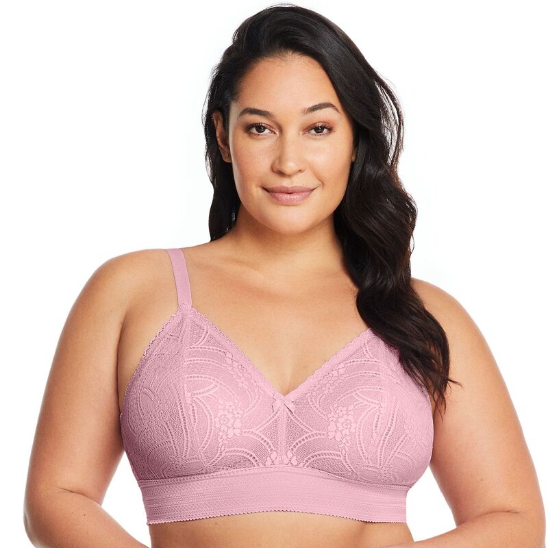 グラマライズ レディース アンダーウェア ブラジャー プラスサイズ レース Plusize Glamorise Full Figure Gramercy Luxe Lace Wireless Bralette 7012 Mauve｜ReVida 店