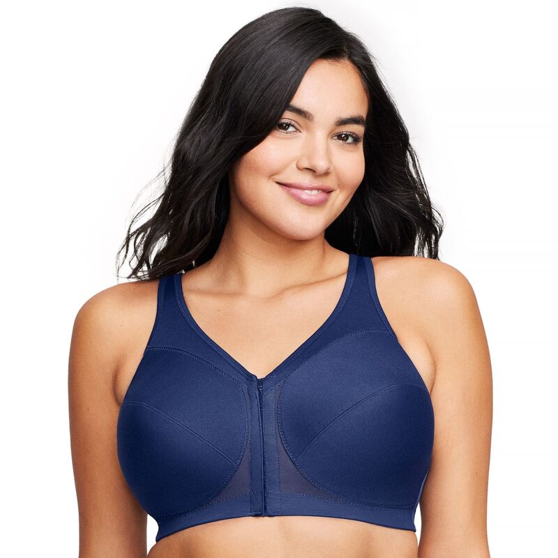 グラマライズ レディース アンダーウェア ブラジャー プラスサイズ Plusize Glamorise Full-Figure MagicLift Front Close Posture Back Support Bra 1265 Blue ブルー