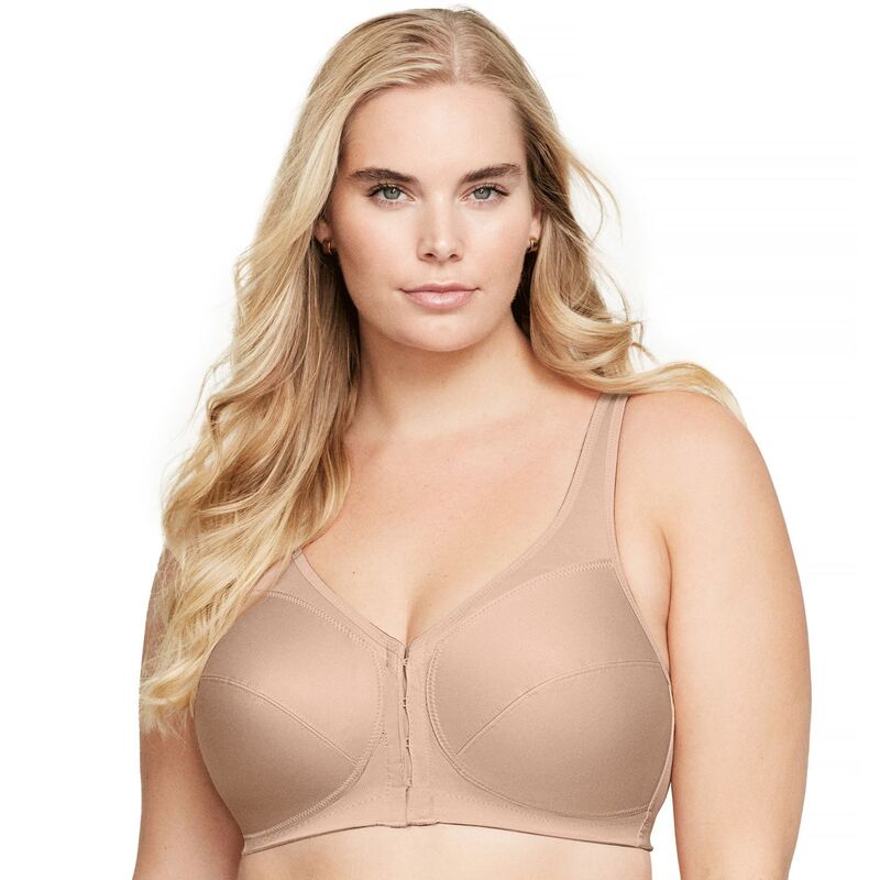 グラマライズ レディース アンダーウェア ブラジャー プラスサイズ Plusize Glamorise Full-Figure MagicLift Front Close Posture Back Support Bra 1265 Cafe｜ReVida 店