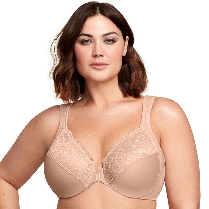 グラマライズ レディース アンダーウェア ブラジャー プラスサイズ Plusize Glamorise Full-Figure Wonderwire Front Close Bra 1245 Cafe｜ReVida 店