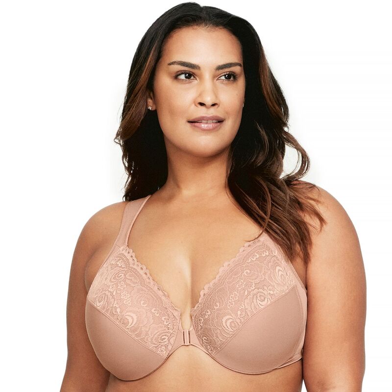 グラマライズ レディース アンダーウェア ブラジャー プラスサイズ Plusize Glamorise Full-Figure Wonderwire Front Close Bra 1245 Cappucino