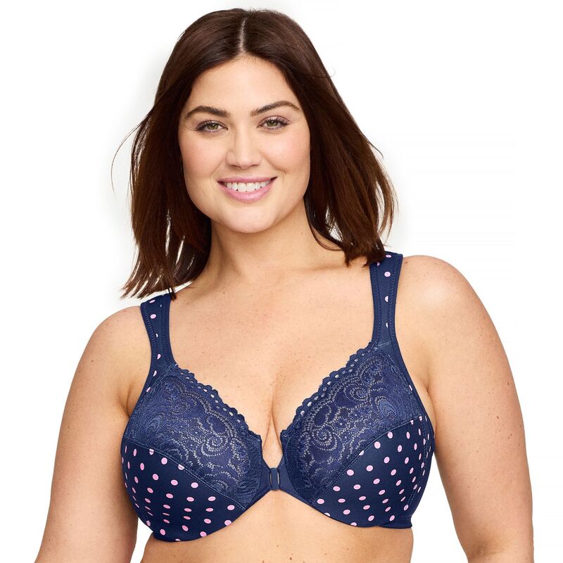 グラマライズ レディース アンダーウェア ブラジャー プラスサイズ Plusize Glamorise Full-Figure Wonderwire Front Close Bra 1245 Medieval Blue ブルー