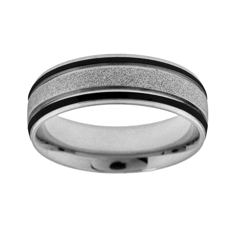 アンブランデッド メンズ アクセサリー リング Tシャツ Unbranded Stainlessteel and Black Immersion-Plated Stainlessteel Wedding Band - Men Multi/None マルチカラー|ReVida 店