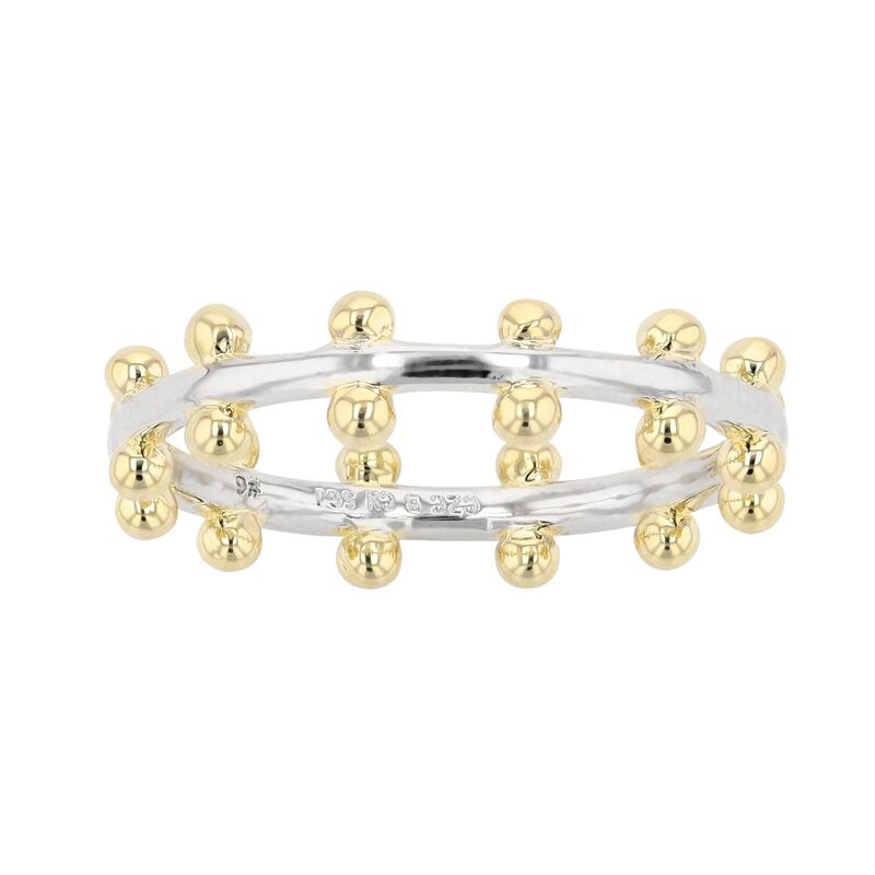 アンブランデッド レディース アクセサリー リング Unbranded Rhodium and 14K Gold Plated Bead Band Ring Two Tone ゴールド