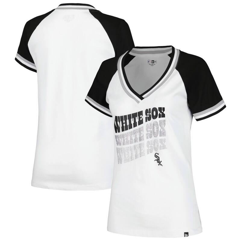 ニューエラ レディース トップス Tシャツ Vネック ジャージー Women's New Era White Chicago White Sox Jersey Double Binding Raglan V-Neck T-Shirt Sox White ホワイト|ReVida 店