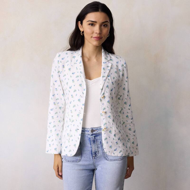 LC Lauren Conrad レディース アウター ジャケット・ブルゾン プチ ブレザー Petite LC Lauren Conrad Patch Pocket Blazer Whitelina Ditzy ホワイト|ReVida 店