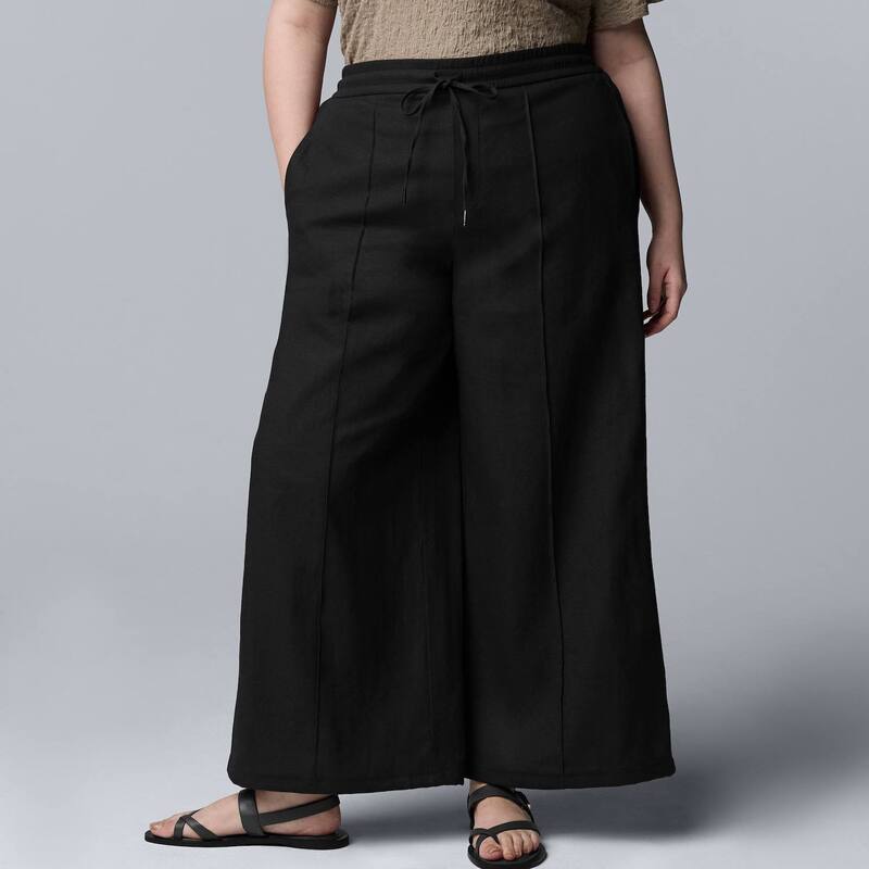 ヴェラウォン レディース ボトムス 心地好いズボン下 ワイドレッグ 足し加える大いさ Plusize Simply Vera Wang Wide Leg Pants Black 黒いこと