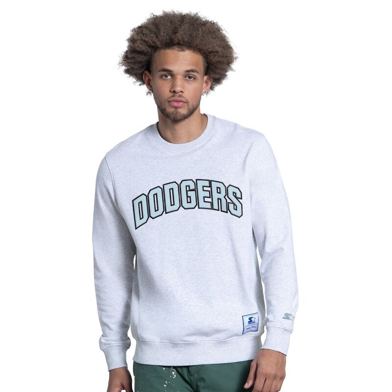 クランク レディース トップス プルオーバー パイル 汗水 Men\u0027starter Gray Los Angeles Dodgers Face of Ice Blue French Terry Sweatshirt Lad Grey 薄墨色