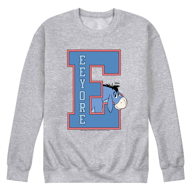 アニメ文字記号 レディース トップス ティーシャツ 汗水 フリース Licensed Character Men\u0027s Disney\u0027s Winnie The Pooh Eeyore Fleece Sweatshirt Athletic Heather ギョリュウモドキ