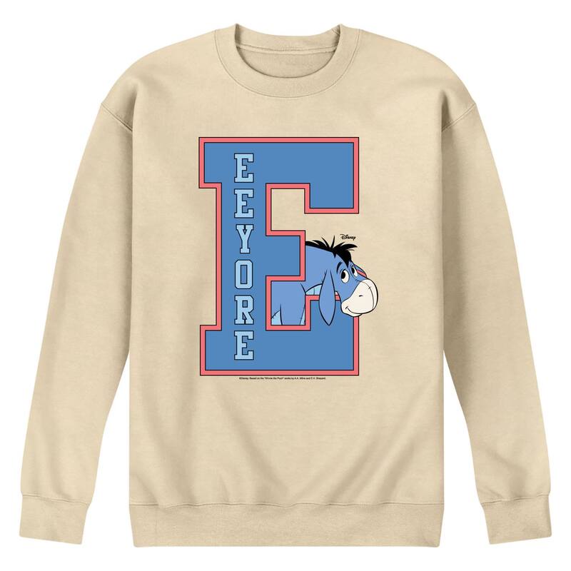 アニメ文字記号 レディース トップス ティーシャツ 汗水 フリース Licensed Character Men\u0027s Disney\u0027s Winnie The Pooh Eeyore Fleece Sweatshirt Cream 皮膚軟化剤