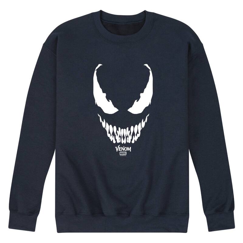 アニメ文字記号 レディース トップス ティーシャツ 汗水 ロゴタイプ フリース Licensed Character Men\u0027s Venom Logo Fleece Sweatshirt Navy 米国海軍