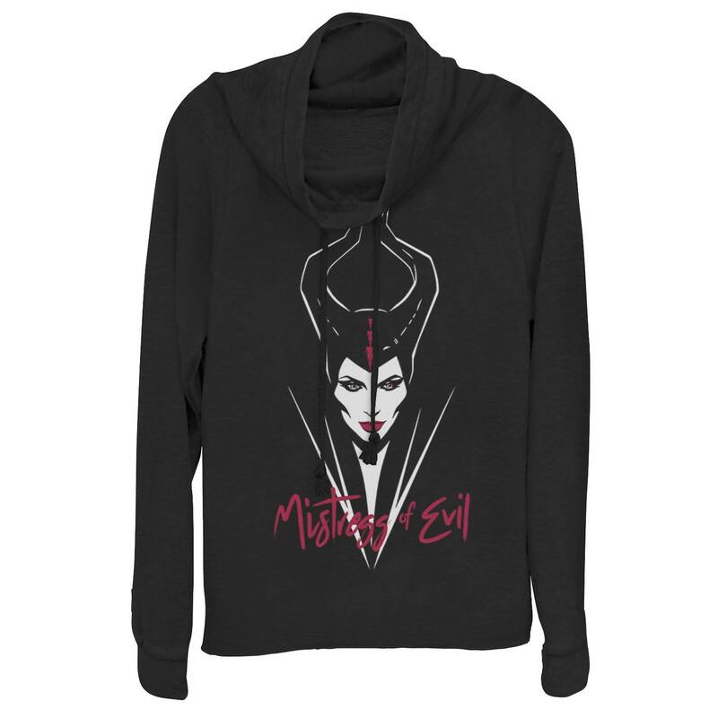 ウォルトディズニー レディース トップス プルオーバー グラフィック Disney Maleficent Juniors\u0027 Mistress Of Evil Cowlneck Graphic Lightweight Long Sleeve Black 黒いこと