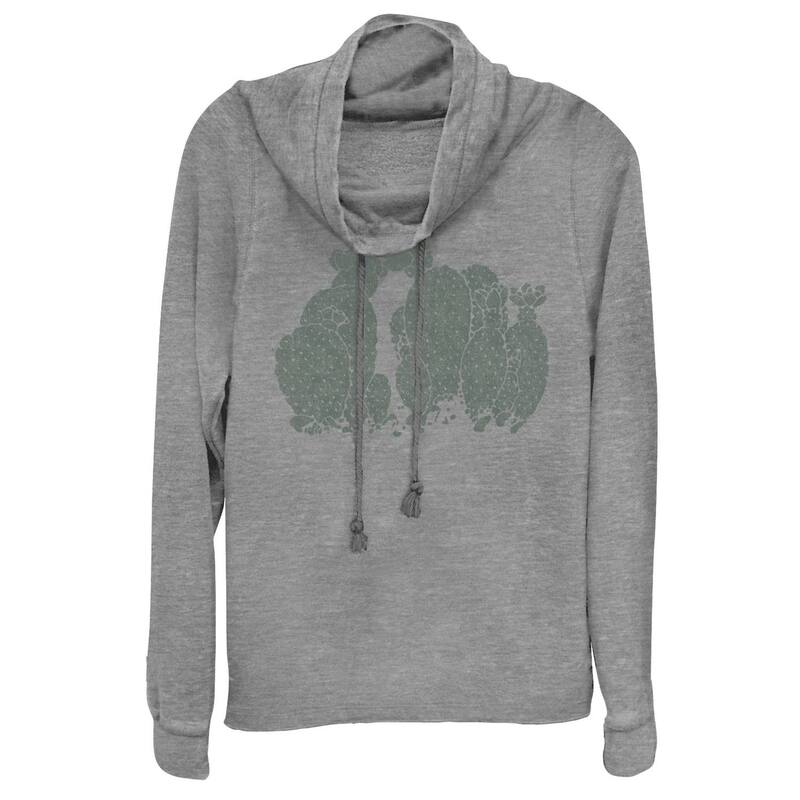 アンブランデッド レディース トップス プルオーバー グラフィック Unbranded Juniors\u0027 Cactus Patch Cowlneck Graphic Lightweight Long Sleeve Gray Heather 薄墨色