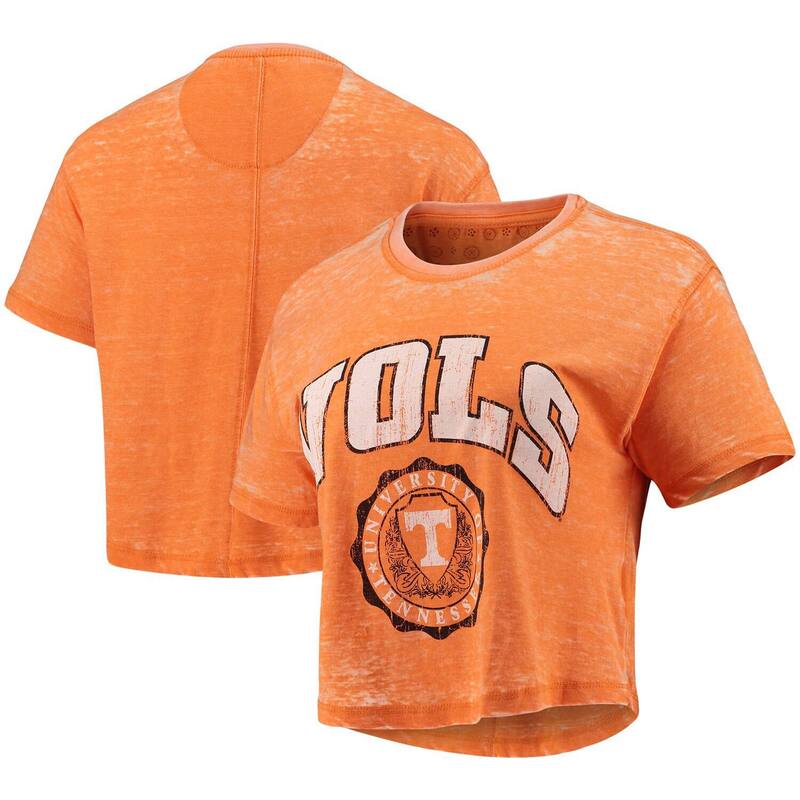 押し付けるボックス席 レディース トップス プルオーバー ヴィンテージ Women\u0027s Pressbox Tennessee Orange Tennessee Volunteers Edith Vintage Burnout Crop T-Shirten Orange オレンジ色