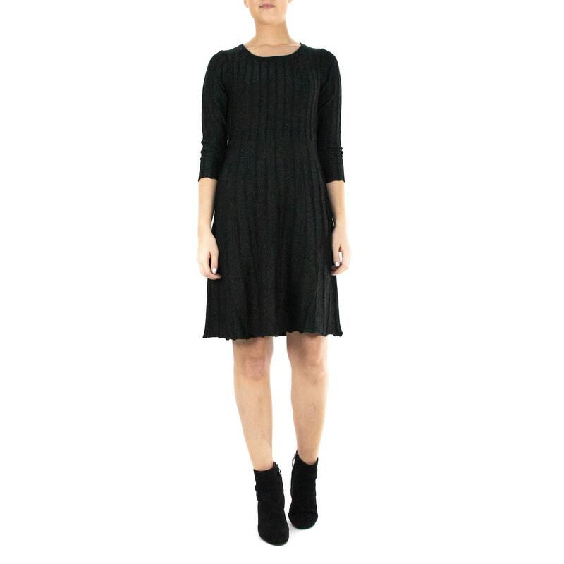 ニナレオナルド レディース トップス 衣装 肋材 スウェーター Women\u0027s Nina Leonard Ribbed Lurex Sweater Dress Black Green 黒いこと