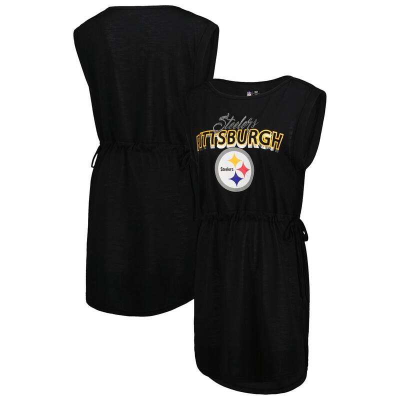 G-III レディース トップス 衣裳 ティーシャツ Women\u0027s G-III 4Her by Carl Banks Black Pittsburgh Steelers G.O.A.T. Swimsuit Cover-Up Stl Black 黒いこと