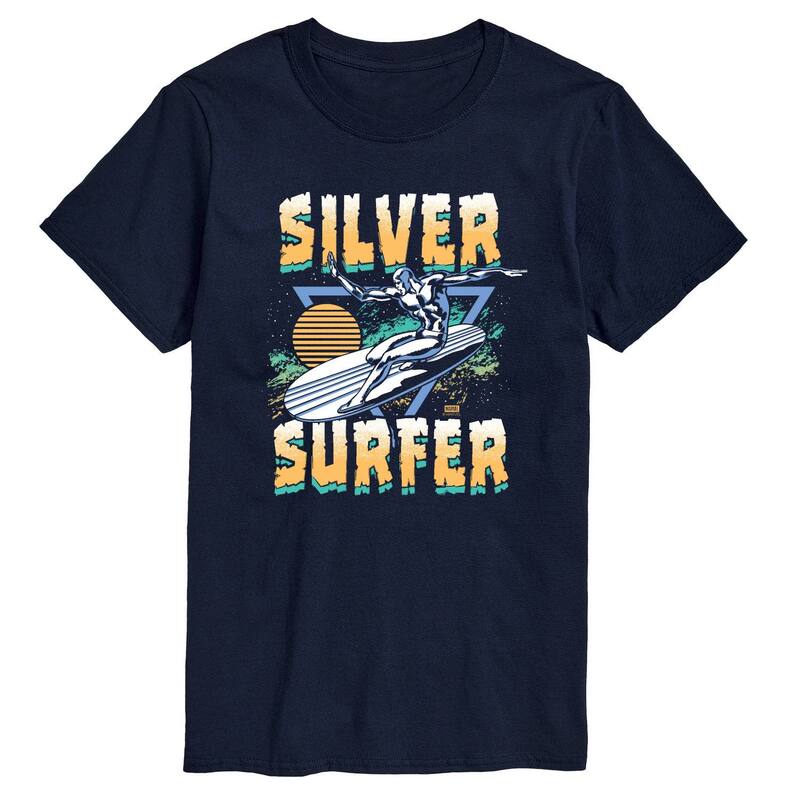 マーベル レディース トップス Tシャツ トール グラフィック Big & Tall Marvel The Fantastic Four Silver Surfer '80s Retro Graphic Tee Navy ネイビー｜ReVida 店