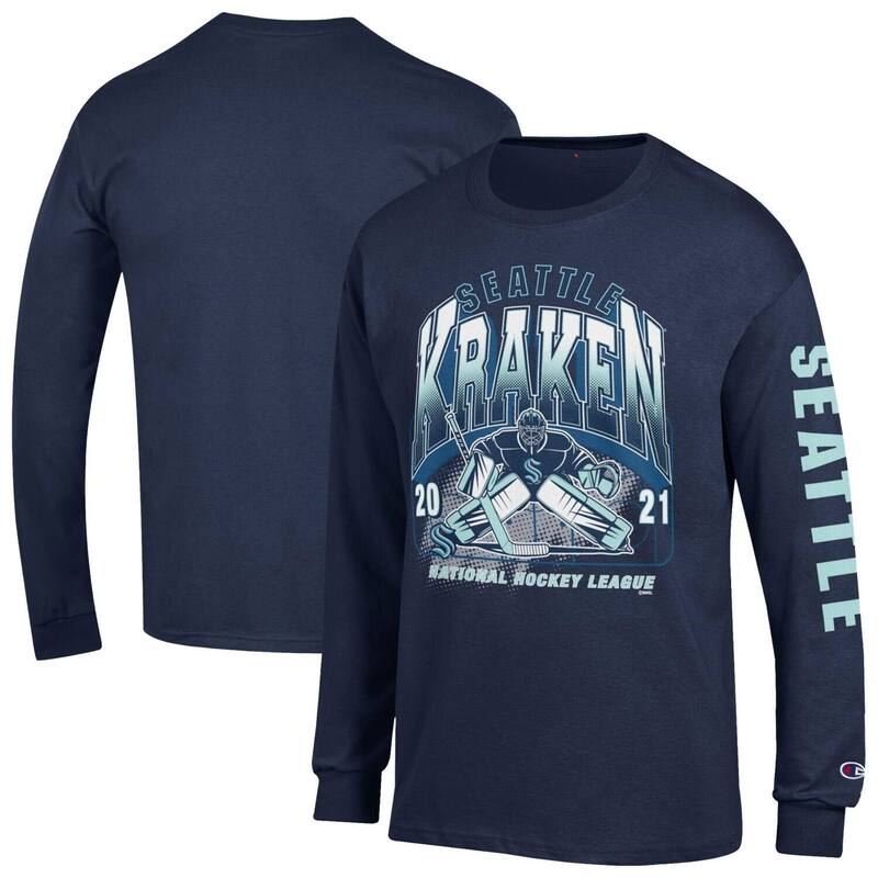 チャンピオン レディース トップス Tシャツ ジャージー Men's Championavy Seattle Kraken Long Sleeve Jersey T-Shirt Krk Navy ネイビー｜ReVida 店