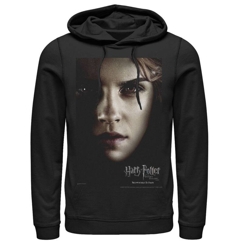 アニメキャラクター レディース トップス Tシャツ パーカー グラフィック Licensed Character Men's Harry Potter Deathly Hallows Hermione Character Poster Graphic Pullover Hoodie Black ブラック｜ReVida 店
