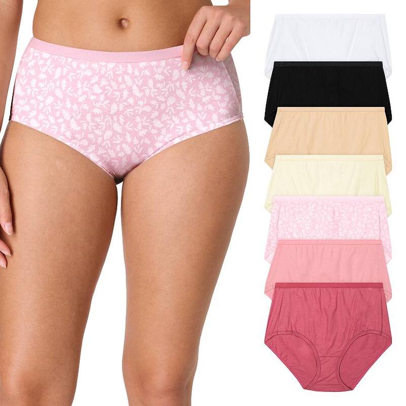 ヘインズ レディース アンダー御召しもの ズボン下 綿織物 Women\u0027s Hanes Ultimate 6+1 Bonus Pack Cotton Brief Panty Set 40H7CC Black Concrete 黒いこと
