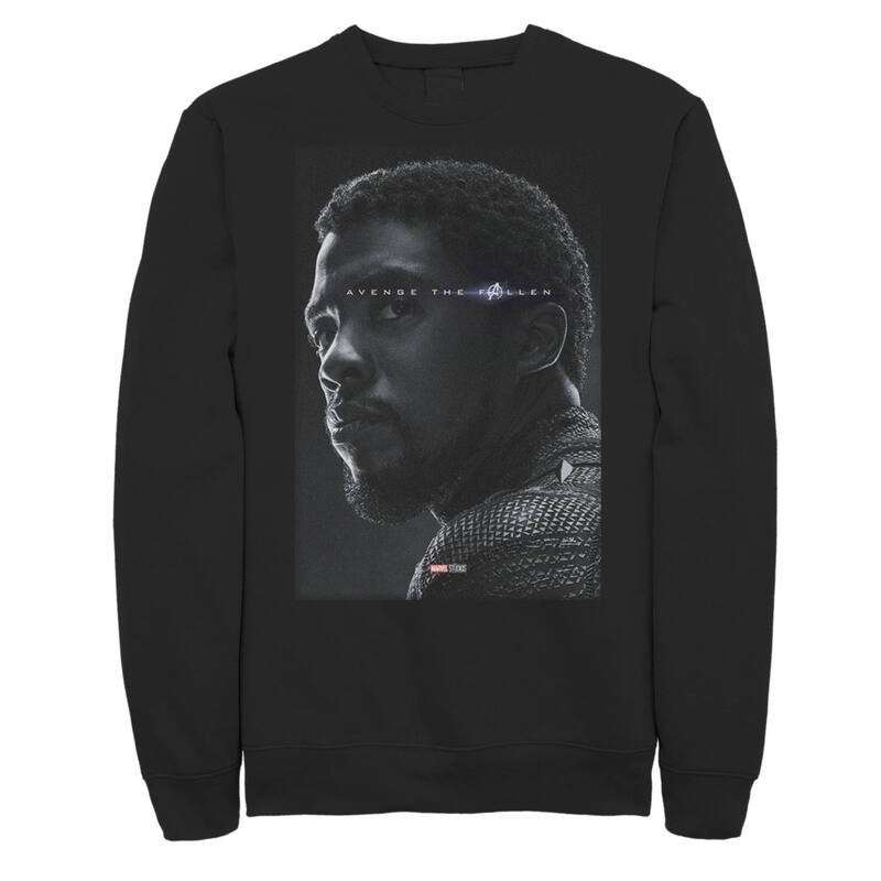 アニメキャラクター レディース トップス Tシャツ スウェットール Licensed Character Big & Tall Marvel Avengers Endgame Black Panther Avenge The Fallen Sweatshirt Black ブラック|ReVida 店