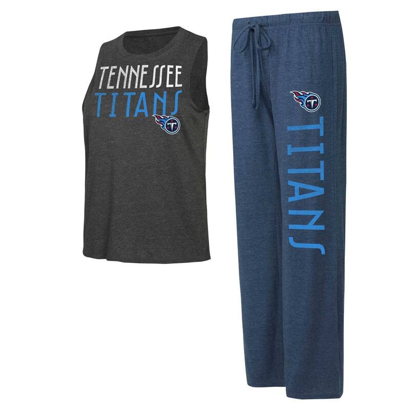 アンブランデッド レディース アンダー御召しもの ナイト爵御召しもの ズボン下 Unbranded Women\u0027s Conceptsport Navy/Charcoal Tennessee Titans Muscle Tank Top \u0026 Pants Lounge Settnavy 米国海軍