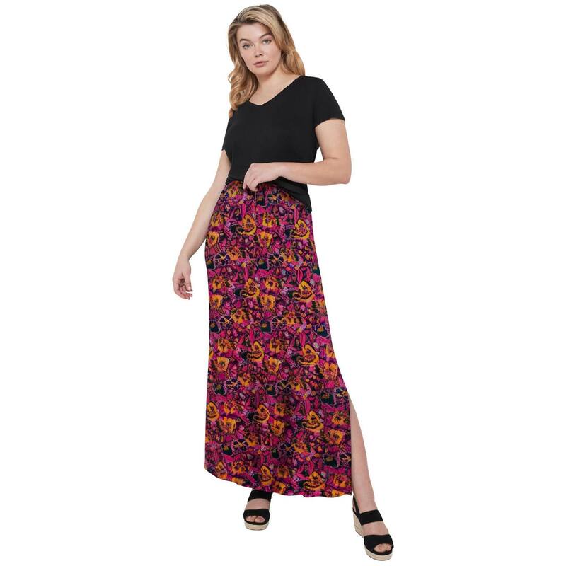 Ellos レディース 下つ方スコート つけ加える大きさ 編み物 マキシ Ellos Plusize Knit Maxi Skirt Black Raspberry Sorbet 黒いこと