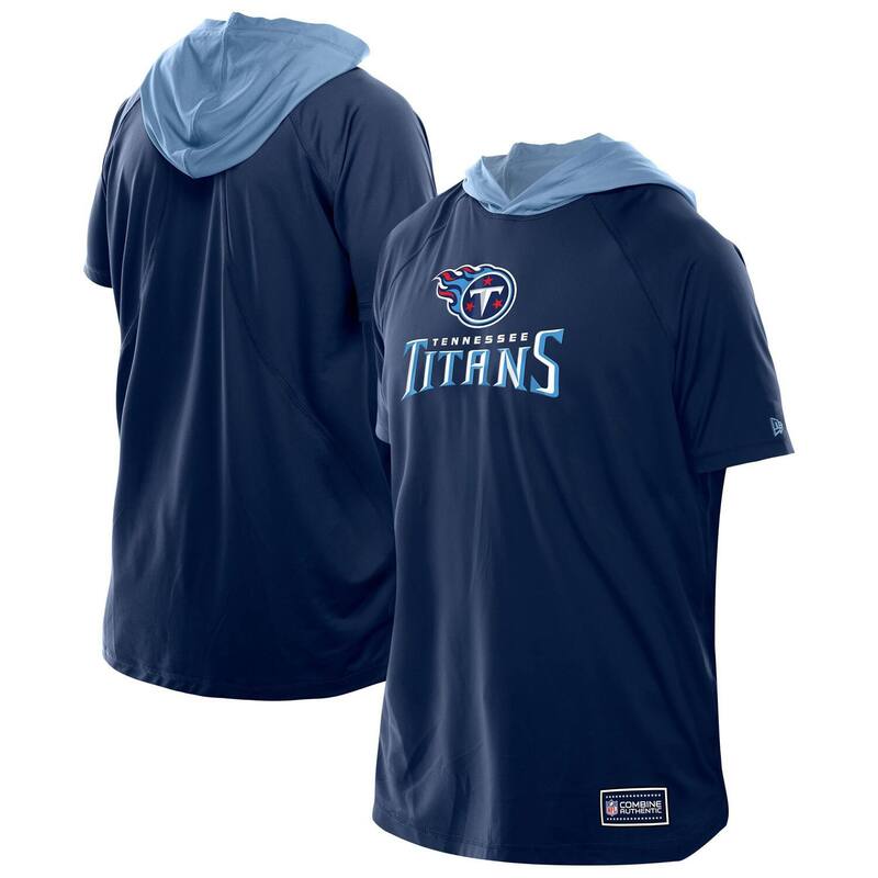 ニュー内鰓 レディース トップス プルオーバー 半袖 Men\u0027s New Era Navy Tennessee Titans Combine Authentic Hooded Raglan Short-Sleeve T-Shirttnavy 米国海軍