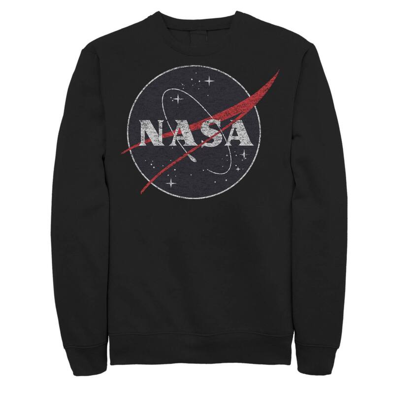アニメキャラクター レディース トップス Tシャツ スウェット ロゴ Licensed Character Men's NASA Circle Black And White Logo Sweatshirt Black ブラック｜ReVida 店