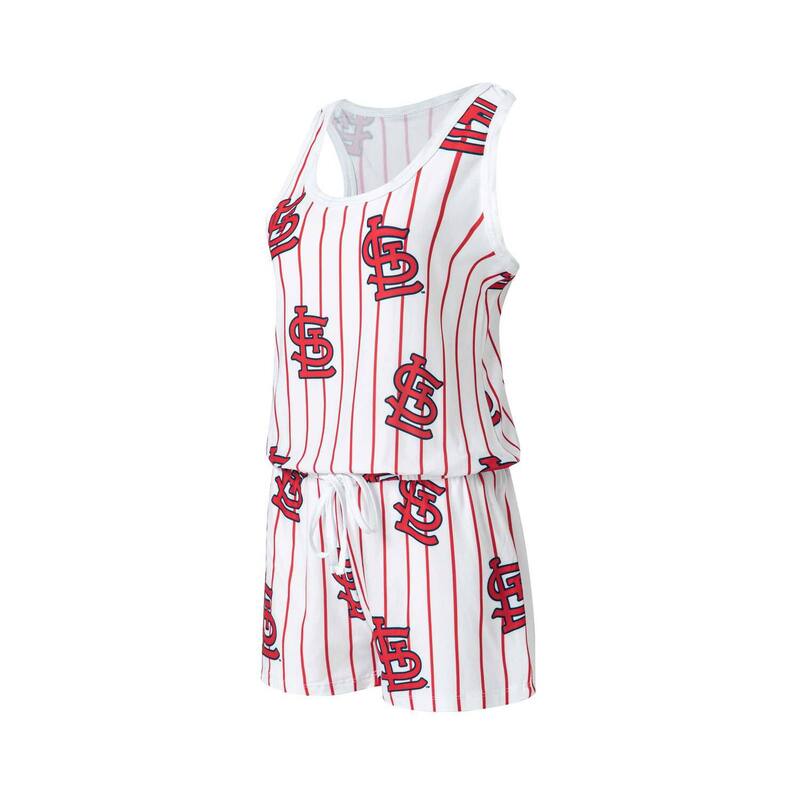 アンブランデッド レディース トップス 衣装 ロンパース 編み物 Unbranded Women\u0027s Conceptsport White St. Louis Cardinals Reel Pinstripe Knit Romper Crd White 白いこと
