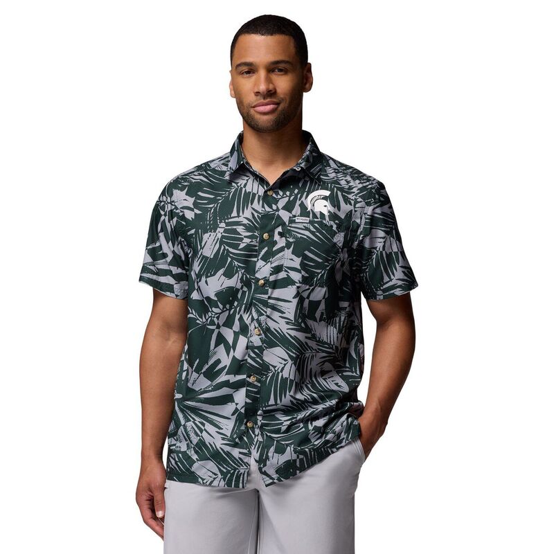 コロンビア レディース トップス プルオーバー Men\u0027s Columbia Green Michigan State Spartansuper Slack Tide Omni-Wick Button-Up Shirt Msu Green 緑であること