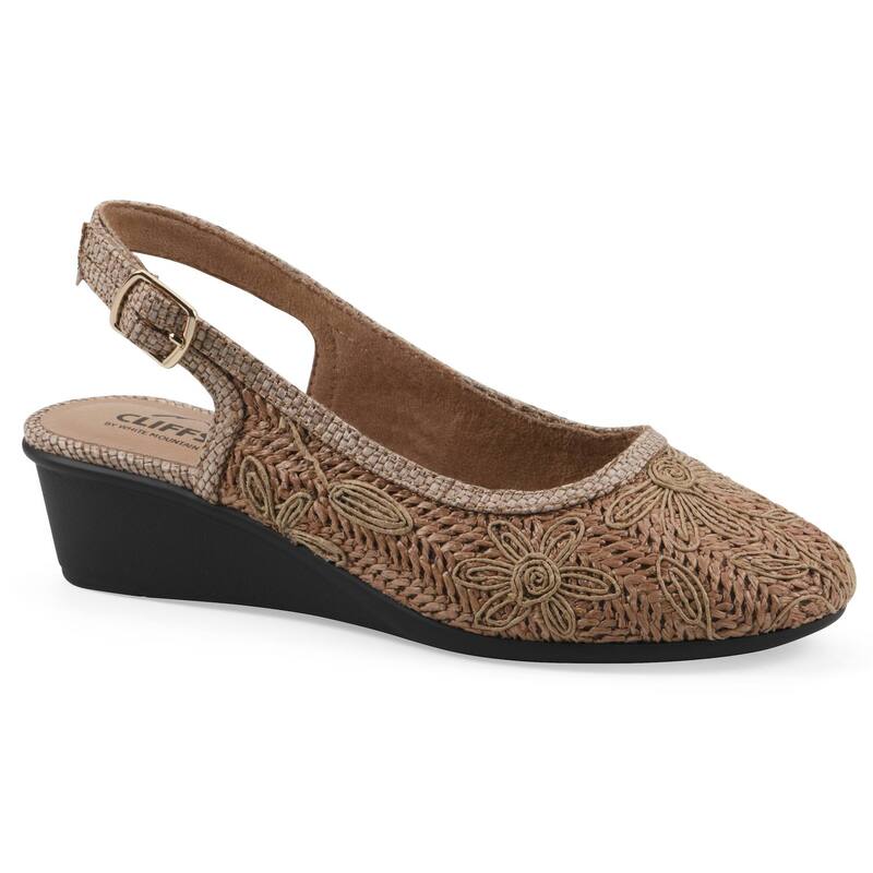 クリフバイホワイトマウンテン レディース シューズ パンプス ヒール Cliffs by White Mountain Boris Women'slingback Wedge Heels Cognac Fabric ホワイト｜ReVida 店