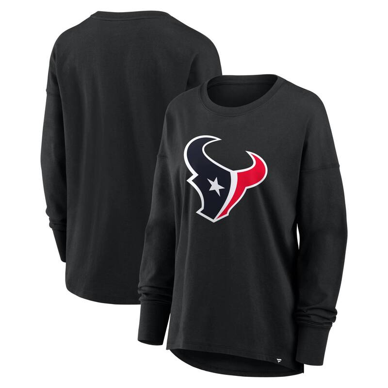 ファナティクス レディース トップス プルオーバー Women\u0027s Fanatics Black Houston Texans Relaxed Hip Essentialong Sleeve T-Shirtxs Black 黒いこと