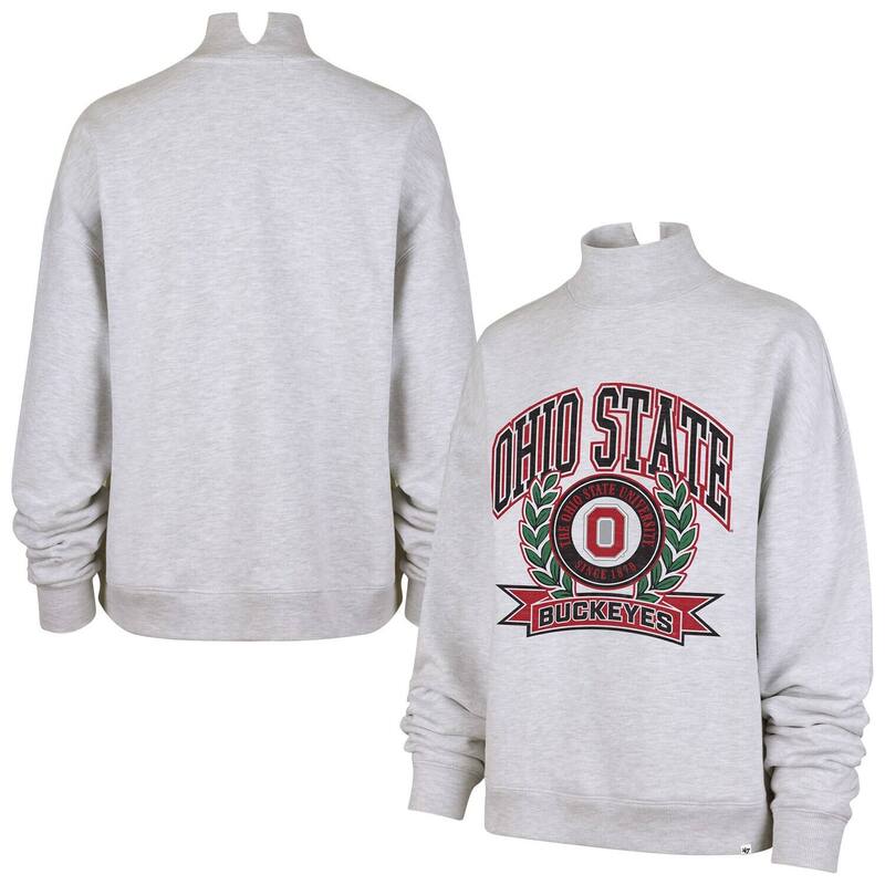 フォーティセブンブランド レディース トップス プルオーバー モックネック 汗水 47 Brand Women\u0027s \u002747 Gray Ohio State Buckeyes Laurel Arch Mock Neck Sweatshirt Osu Grey 薄墨色