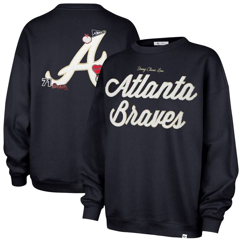 フォーティセブンブランド レディース トップス プルオーバー 汗水 47 Brand Women\u0027s \u002747 x Stoney Clover Lane Navy Atlanta Braves Oversized Sweatshirt Brv Navy 米国海軍