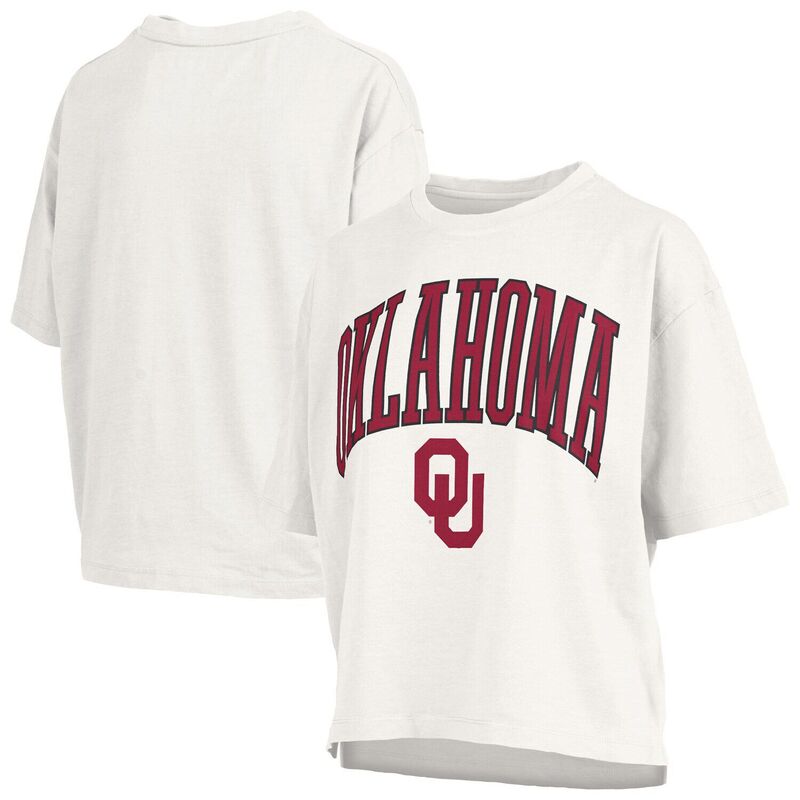 押しつけるボックス席 レディース トップス ティーシャツ 足し加える大いさ Women\u0027s Pressbox White Oklahoma Sooners Plusize Nelson Motley Crew Oversized Slub T-Shirt Okl White 白いこと