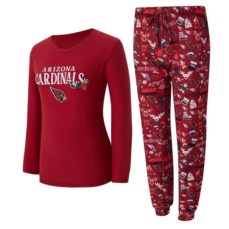 アンブランデッド レディース アンダーお召しもの ナイト爵お召しもの プルオーバー Unbranded Women\u0027s Conceptsport Cardinal Arizona Cardinals Chesnut Long Sleeve T-Shirt and Pant Sleep Set Acred 赤いこと