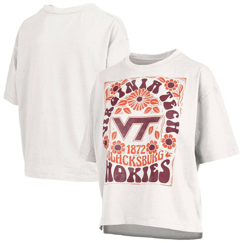 押しつけるボックス席 レディース トップス ティーシャツ Women\u0027s Pressbox White Virginia Techokies Harmony Oversized Slub T-Shirt Vat White 白いこと