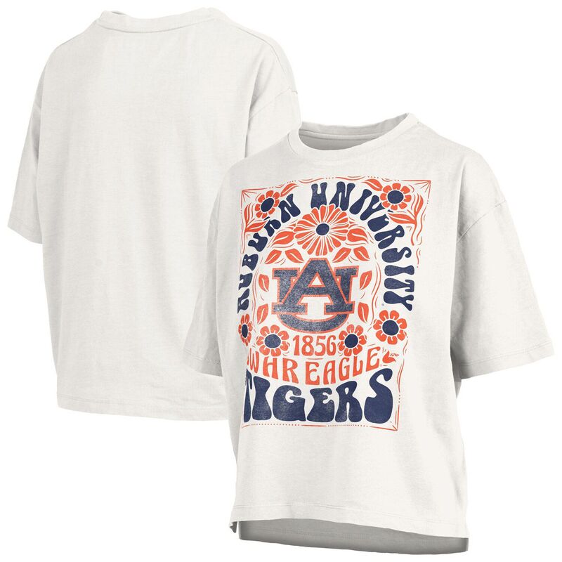 押しつけるボックス席 レディース トップス ティーシャツ Women\u0027s Pressbox White Auburn Tigers Harmony Oversized Slub T-Shirt Aub White 白いこと