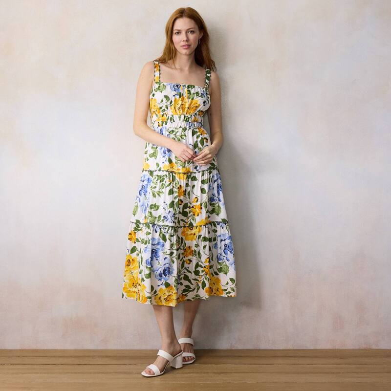 LC Lauren Conrad レディース トップス 衣装 プチ マキシ Petite LC Lauren Conrad Ric Rac Shirred Maxi Dress Gold Isabella Blooms ゴールド
