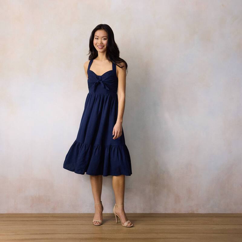 LC Lauren Conrad レディース トップス 衣裳 ティアード MIDI ノースリーブ Women\u0027s LC Lauren Conrad Sleeveless Tiered Midi Dress Navy Water 米国海軍