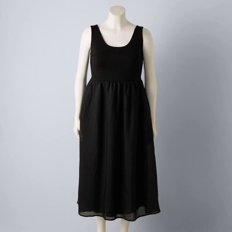 ヴェラウォン レディース トップス 衣裳 つけ加える大きさ MIDI Plusize Simply Vera Wang Mixed Media Midi Dress Black 黒いこと