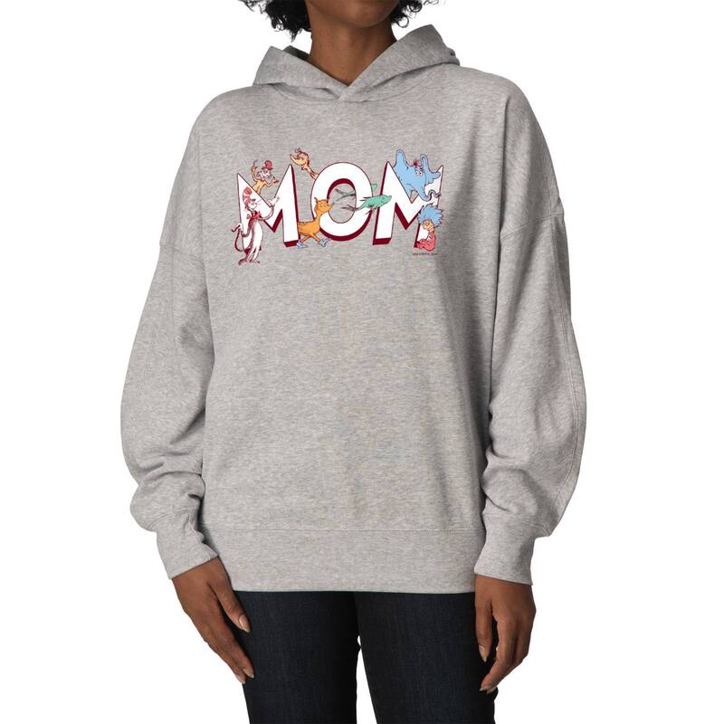 アニメ人となり レディース トップス ティーシャツ 汗水 フリース パーカー Licensed Character Women\u0027s Dr. Seuss Mom Oversized Fleece Hoodie Sweatshirt Athletic Heather ギョリュウモドキ