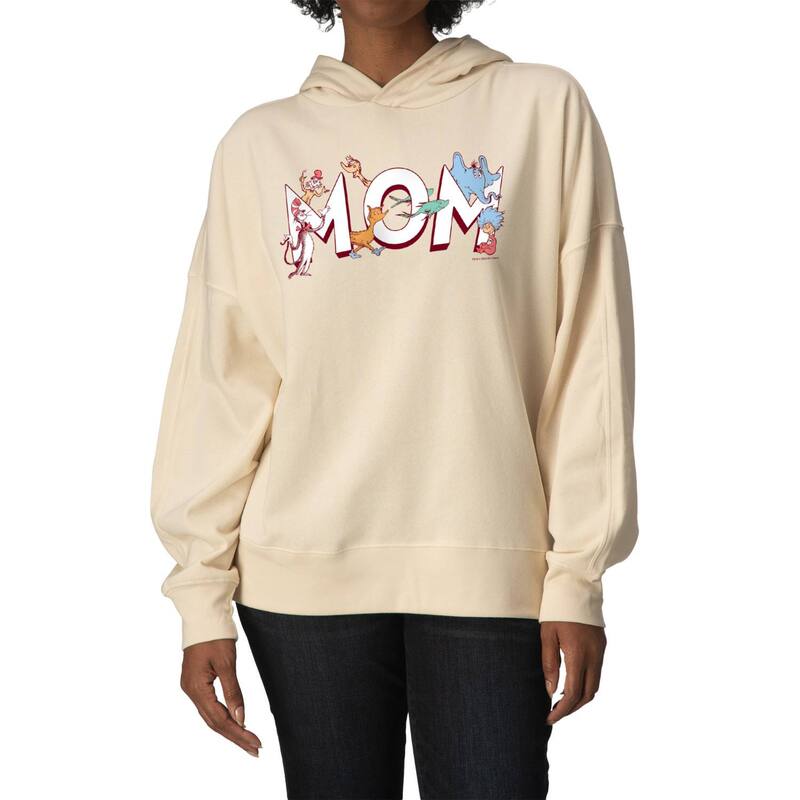 アニメ人となり レディース トップス ティーシャツ 汗水 フリース パーカー Licensed Character Women\u0027s Dr. Seuss Mom Oversized Fleece Hoodie Sweatshirt Cream 皮膚軟化剤
