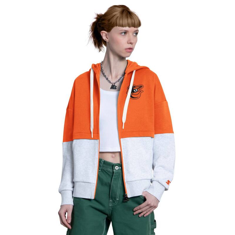 クランク レディース トップス プルオーバー パーカー Women\u0027starter Orange/Heather Gray Baltimore Orioles Wishbone Full-Zip Hoodie Orl Orange オレンジ色