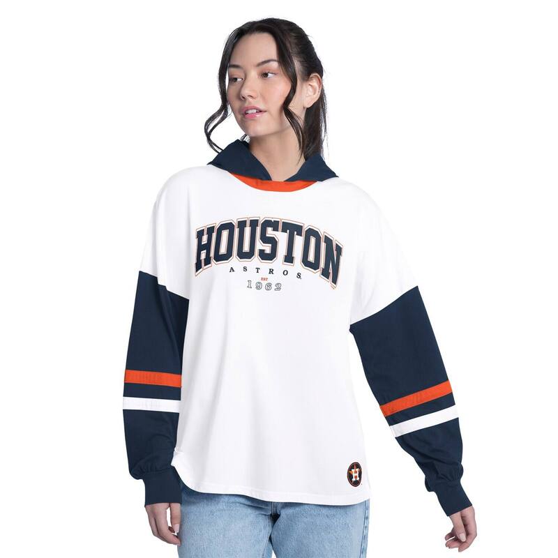 G-III レディース トップス プルオーバー Women\u0027s G-III 4Her by Carl Banks White/Navy Houston Astros Key Player Oversized Hooded Long Sleeve T-Shirt Ast White 白いこと