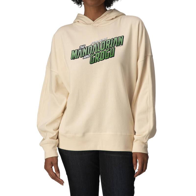 アニメ人となり レディース トップス ティーシャツ 汗水 ロゴタイプ フリース Licensed Character Women\u0027star Wars The Mandalorian \u0026 Grogu Logoversized Fleece Crew Sweatshirt Cream 皮膚軟化剤