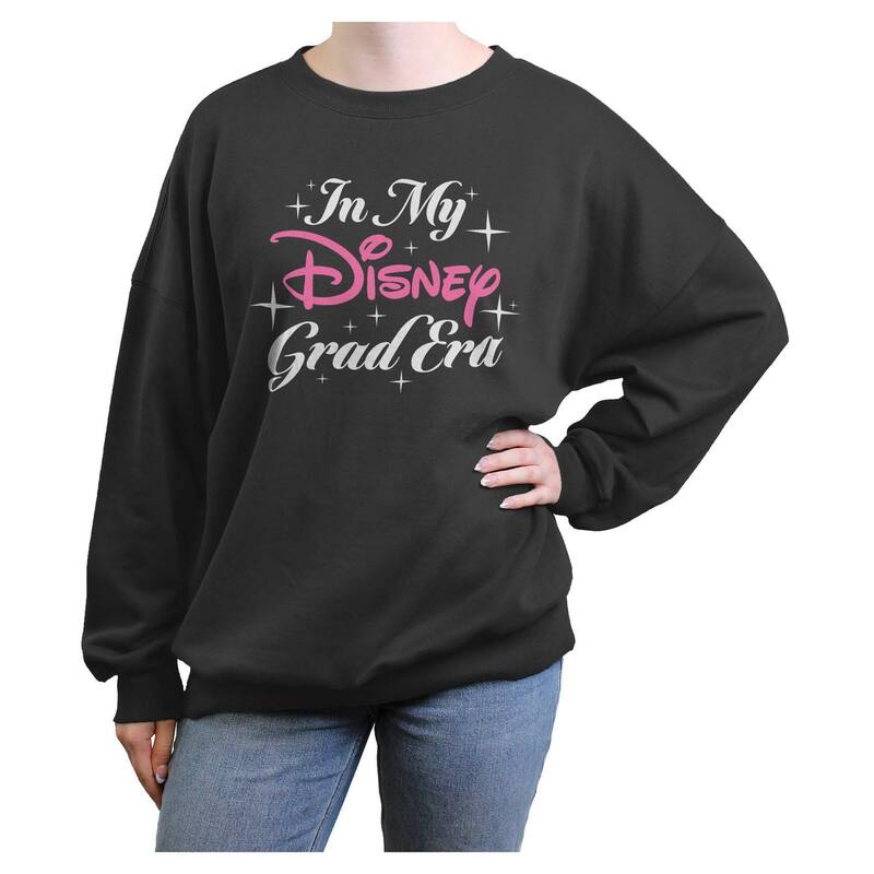 アニメ文字記号 レディース トップス プルオーバー フリース グラフィック Licensed Character Juniors\u0027 Disney In My Grad Era Long Sleeve Fleece Graphic Pullover Charcoal 濃灰色