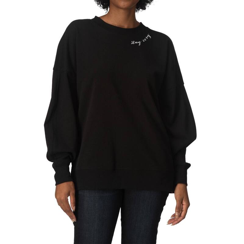 アニメ文字記号 レディース トップス プルオーバー 汗水 フリース Licensed Character Women\u0027stay Cozy Oversized Fleece Crew Sweatshirt Black 黒いこと