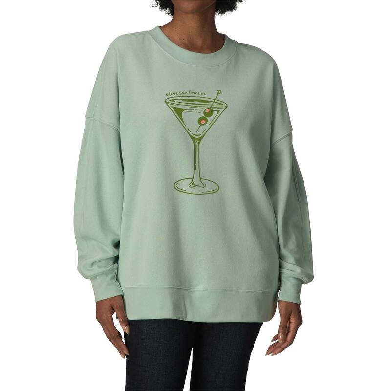 アニメ文字記号 レディース トップス プルオーバー 汗水 フリース Licensed Character Women\u0027s Olive You Forever Oversized Fleece Crew Sweatshirt Seafoam オリーブ